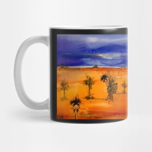 Emus in the outback. Mug